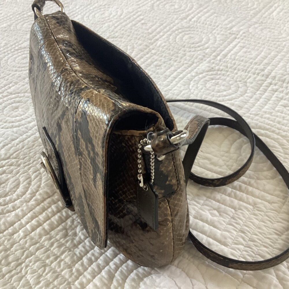 Vintage Coach Soho Snake Python Reptile Pattern Leather Crossbody Flap Bag - Picture 13 of 16